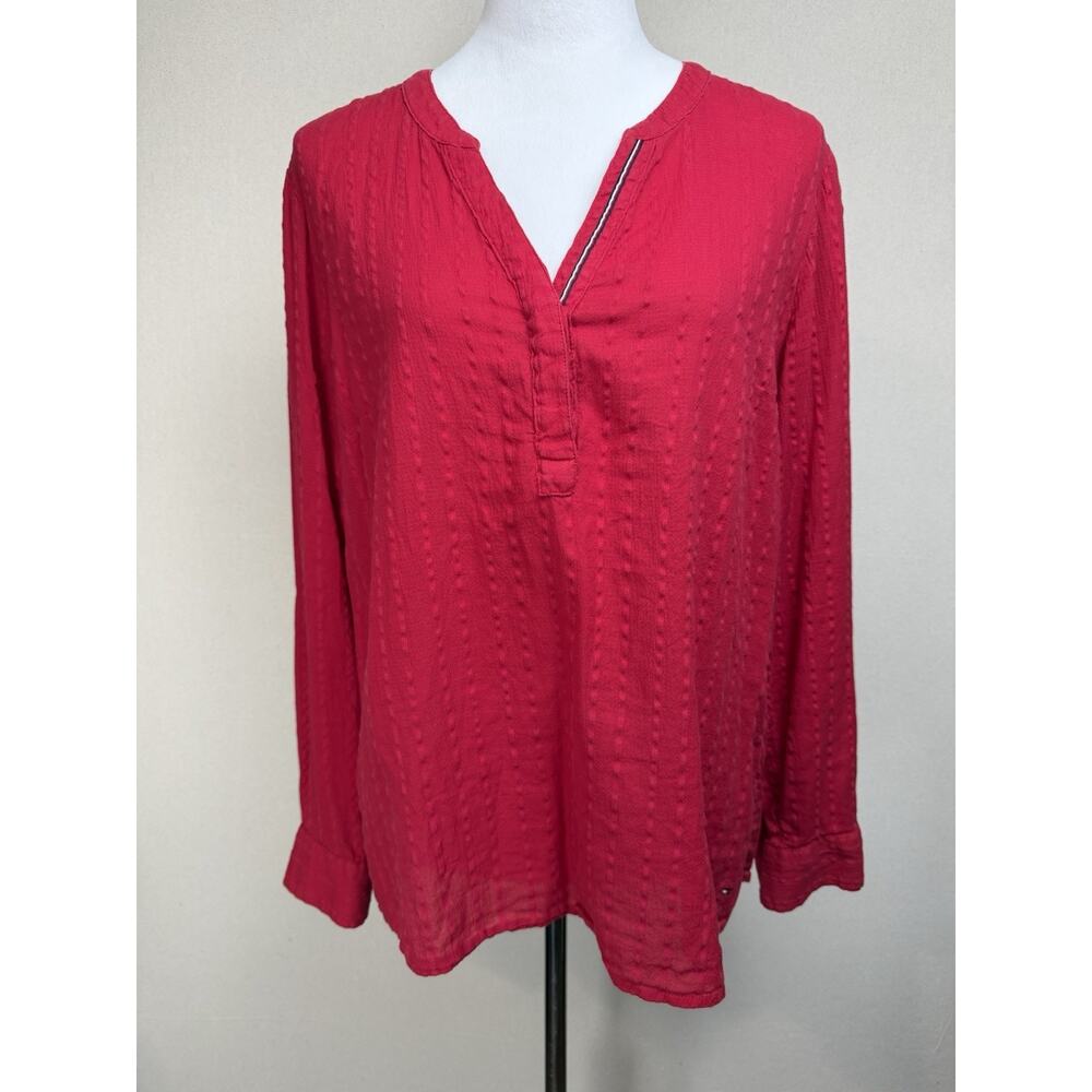 Tommy‎ Hilfiger Women's Red Tunic Sz L Long Sleeves Preppy Casual Classic